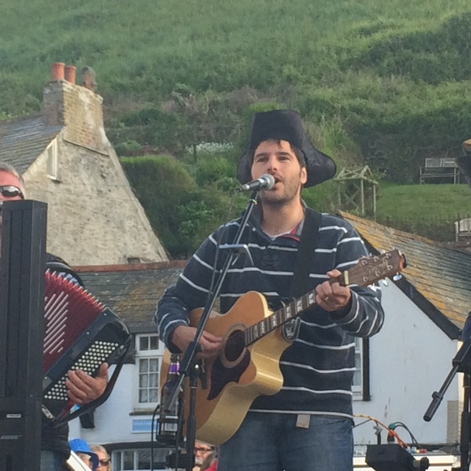 New band member, Toby Lobb, singing with the Fisherman's Friends, June, 2015